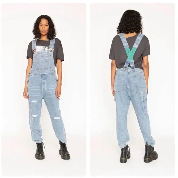 Sandrine Rose Light Blue Denim Overalls - Picture 1 of 6